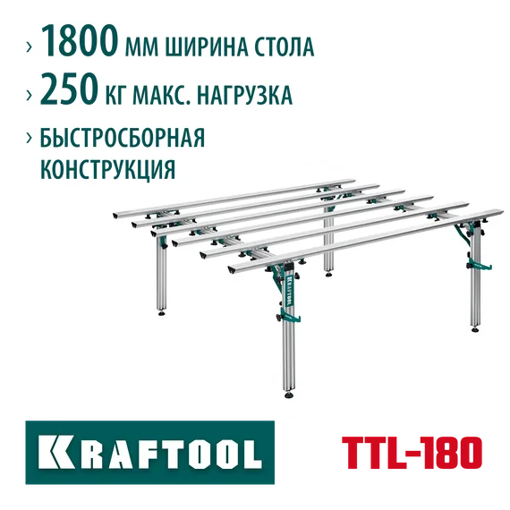 KRAFTOOL TTL-180 180х140х70 см, макс 250 кг, стол для работ с крупноформатными листовыми материалами (33253-180)