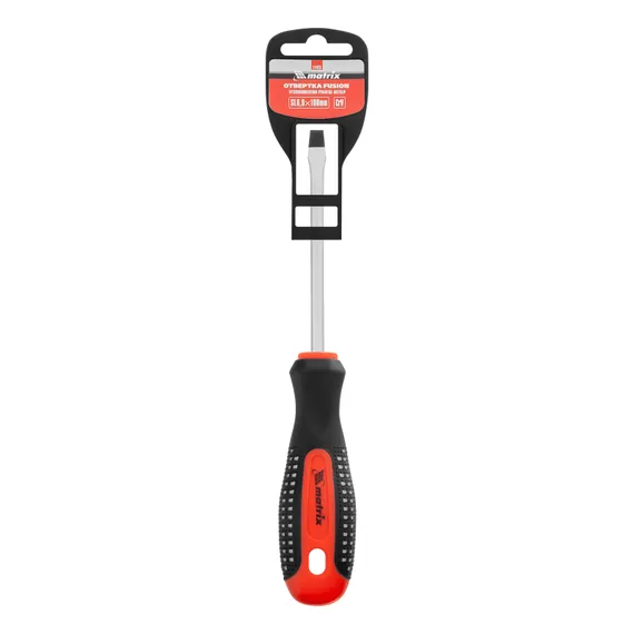 Отвертка Fusion, SL6 х 100 мм, CrV, трехкомпонентная рукоятка "Anti slip" Matrix
