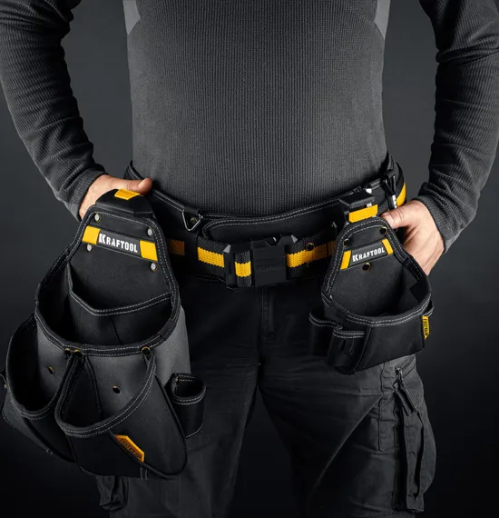 KRAFTOOL KBS-4 пояс монтажника, в комплекте: пояс монтажника и 3 сумки (38760-4)