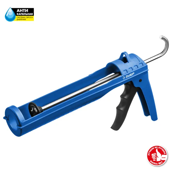 ЗУБР 310 мл, антикапельная система, легкий полукорпусной пистолет для герметика (06627)