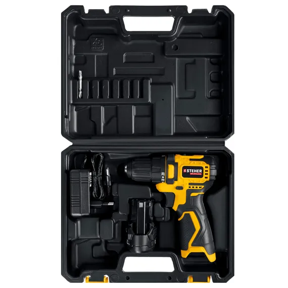 Бесщеточная дрель-шуруповерт, STEHER 12 В, 35 Н·м, 1 АКБ (2 А·ч), кейс (CDB-120-1)