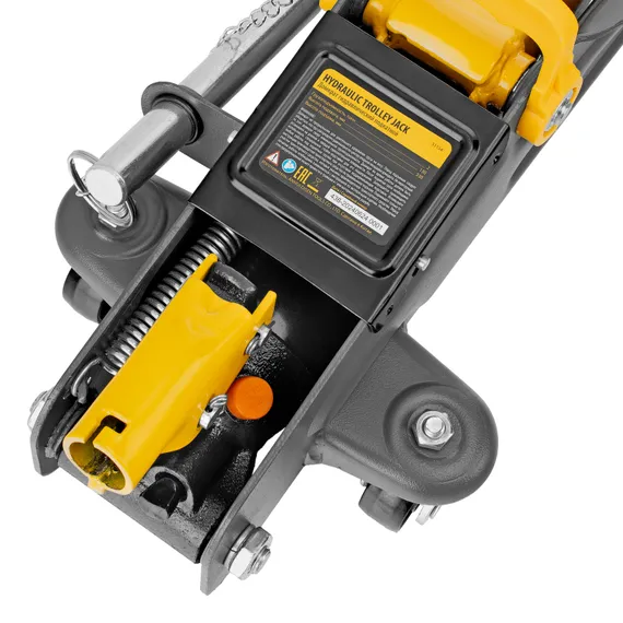 Домкрат гидравлический подкатной с фиксатором, 2 т, 130-330 мм, в кейсе Denzel