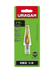 URAGAN 4-12мм, 9 ступеней, винтовая спираль, сверло ступенчатое(29658-4-12-9)