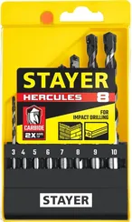 STAYER Hercules, 8 шт: d 3-4-5-6-7-8-9-10 мм, набор сверл по бетону, Professional (2915-H8)