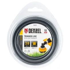 Леска для триммера армированная алюминием квадратная, 2,0мм х 15м, блистер ALUFLEX Denzel