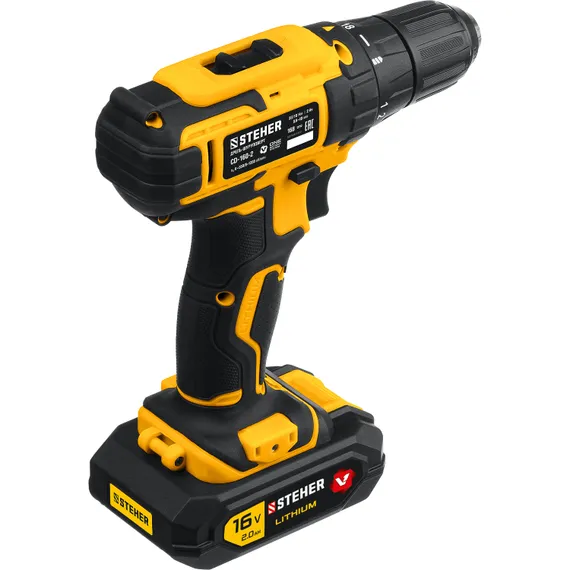 Дрель-шуруповерт, STEHER 16 В, 35 Н·м, 2 АКБ (2 А·ч), кейс (CD-160-2)