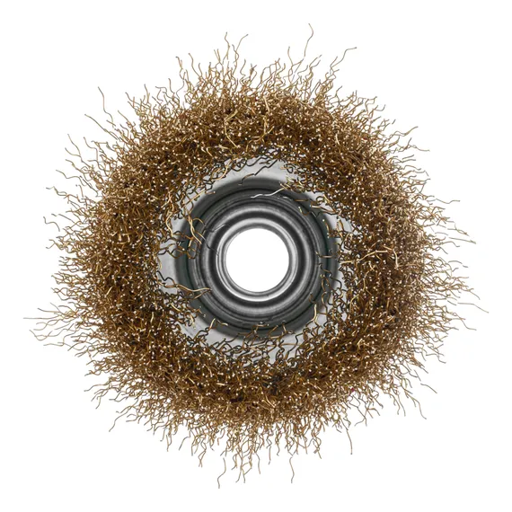 Щетка для УШМ, 75 мм, М14, "чашка", латунированная витая проволока Matrix