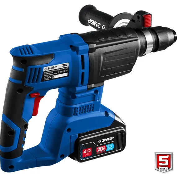 Перфоратор аккумуляторный бесщеточный в кейсе, ЗУБР Т7, 20 В, 26 мм, 2 АКБ (4 А·ч), Профессионал (PB-260-42)