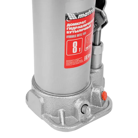 Домкрат гидравлический бутылочный, 8 т, высота подъема 230-457 мм Matrix