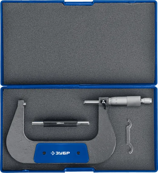 ЗУБР МК 125, 100 - 125 мм, гладкий механический микрометр, Профессионал (34480-125)