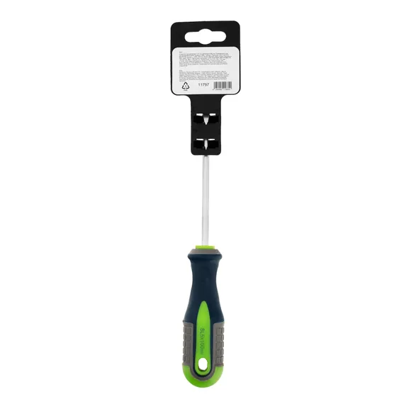 Отвертка, SL5 х 100 мм, CrV, трехкомпонентная рукоятка Сибртех