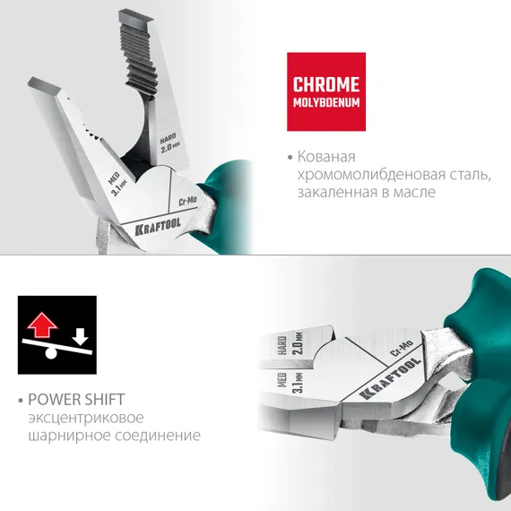 KRAFTOOL 160 мм, комбинированные плоскогубцы с эксцентриковым шарниром (22011-1-16)