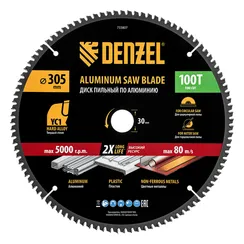 Пильный диск по алюминию ф305 х 30 мм, 100 зубьев Denzel