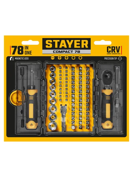 STAYER Compact-78 78 предм., универсальный набор инструмента (25085)