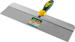 KRAFTOOL 450 мм, широкое полотно, алюминиевая направляющая, двухкомпонентная ручка, нержавеющий, фасадный шпатель (10036-450)