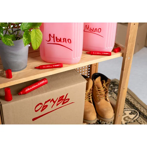 ЗУБР МП-1000К красный, 2-10 мм, клиновидный перманентный маркер (06333-3)