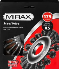 MIRAX 175 мм, жгутированная стальная проволока 0.5 мм, щетка дисковая для УШМ (35140-175)