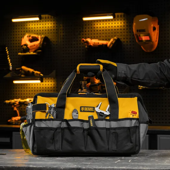Сумка для инструмента, 500х245х300 мм, 20 карман.,съемный органайз. 10 карман.,наплеч. рем. Denzel