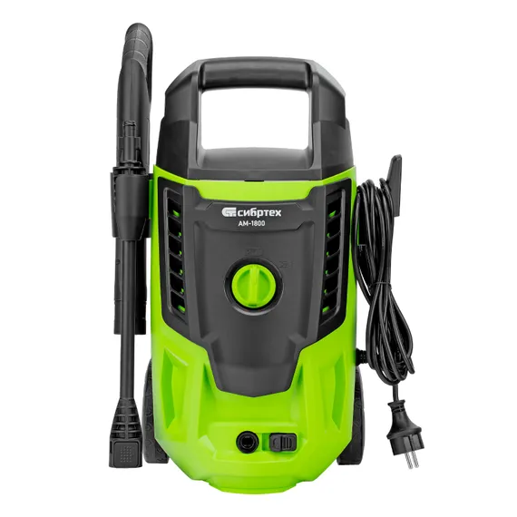 Моечная машина высокого давления АМ-1800, 1800 Вт, 140 бар, 350 л/ч, колесная Сибртех