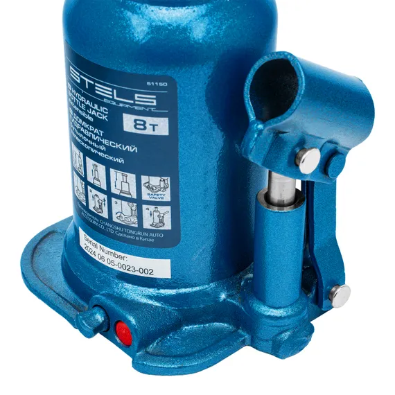 Домкрат гидравлический бутылочный телескопический, 8 т, подъем 180-410 мм Stels