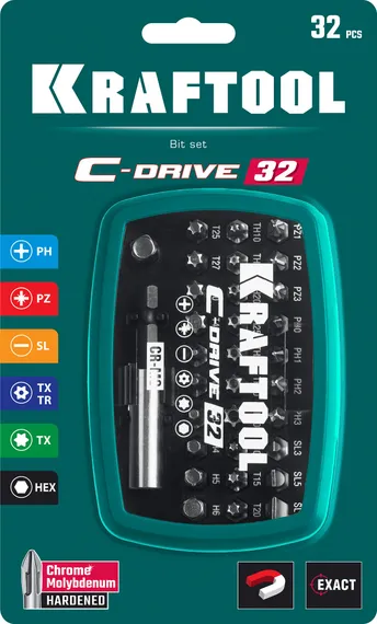 KRAFTOOL C-Drive 32, 32шт, набор многофункциональных бит (26067-H32)
