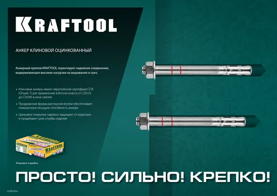 KRAFTOOL ETA Опция 7, М12 х 100, 25 шт, клиновой анкер (302184-12-100)