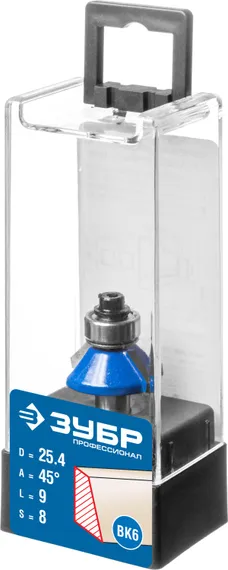 ЗУБР 25.4 x 8 мм, фреза кромочная калевочная (фасочная) №9, Профессионал (28711-25.4)
