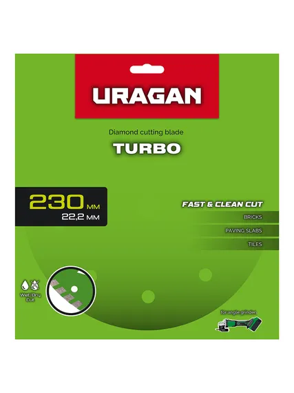 URAGAN TURBO 230 мм, диск алмазный отрезной сегментированный (36706-230)