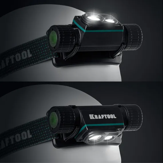 KRAFTOOL KH-7, 1000 лм, 4 режима, 3в1 аккумуляторный налобный/ручной фонарь, 2200мАч (56450)