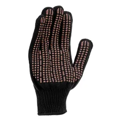 Перчатки трикотажные, акрил, ПВХ гель, "Протектор", черны, оверлок Сибртех