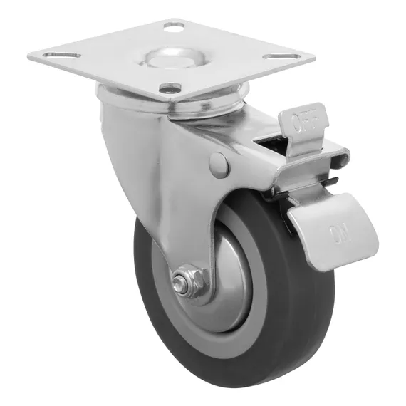 Колесо поворотное с тормозом D 75 мм, крепление  платформенное Сибртех