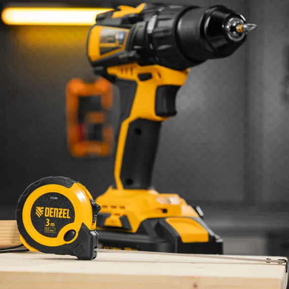 Рулетка 3м х 13мм, двухкомп. корпус, кнопка-пауза Denzel