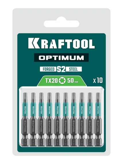 KRAFTOOL OPTIMUM TX 20, 50 мм, 10 шт, биты (26126-20-50-10)