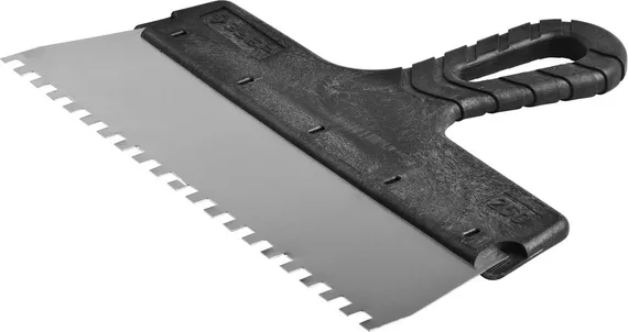 ЗУБР 250 мм, зуб 6 х 6 мм, пластиковая ручка, нержавеющий фасадный шпатель (10078-25-06)