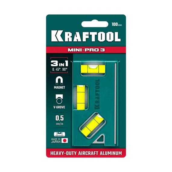 KRAFTOOL Mini-Pro 3, 100 мм, магнитный компактный уровень (34861-010)