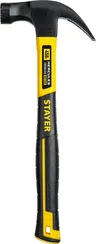 STAYER Hercules-M, 450 г, молоток-гвоздодёр столярный с фиберглассовой рукояткой, Professional (2027-450)