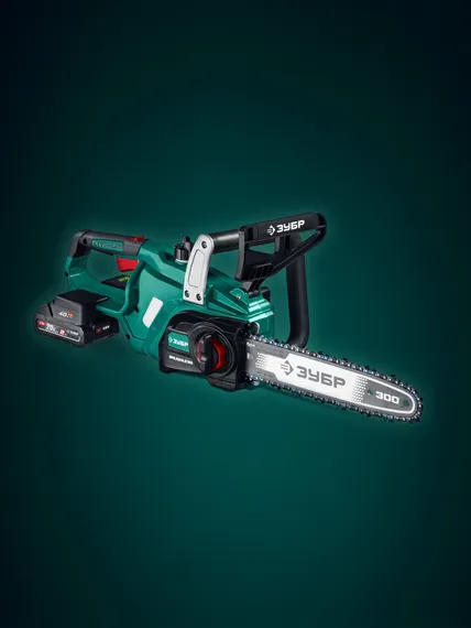 ЗУБР 40 В, (2x20В), 300 мм шина, 2 АКБ LMS (2 Ач), пила цепная аккумуляторная (ПЦБ-4030-22)
