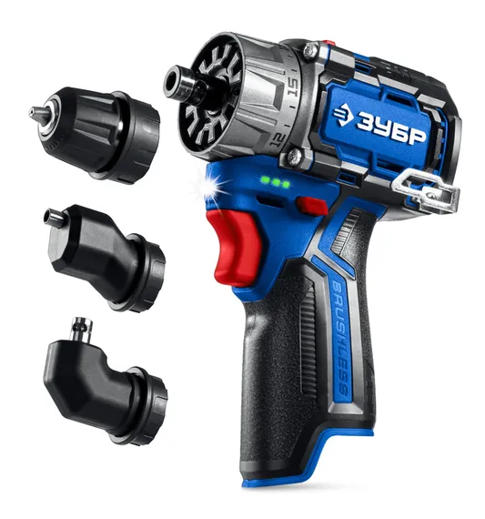 Модульная дрель-шуруповерт, ЗУБР КОМБИ #1, 12 В, 45 Н·м, без АКБ (тип Т7), BRUSHLESS, Профессионал (DB-125)