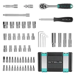 Набор инструментов, 1/4", CrV, пластиковый кейс 57 предметов Stels