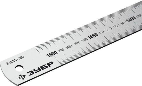 ЗУБР Про-150, длина 1.5 м, усиленная нержавеющая линейка, Профессионал (34280-150)