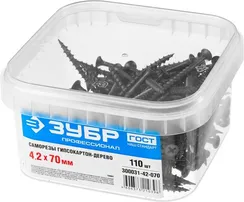 ЗУБР СГД, 70 х 4.2 мм, фосфатированное покрытие, 110 шт (0,49 кг.), саморез гипсокартон-дерево, Профессионал (300031-42-070)