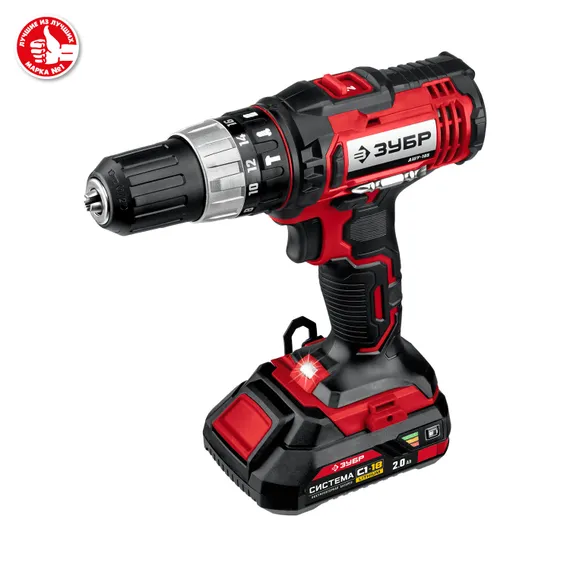 Ударная дрель-шуруповерт, ЗУБР С1-18, 18 В, 40 Н·м, 2 АКБ (2 А·ч), кейс (ДШУ-185-22)