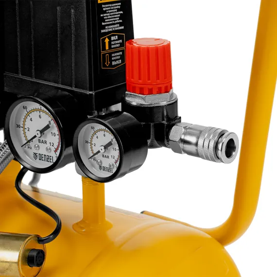 Компрессор DLS950/24 безмаслянный малошумный 950 Вт, 165 л/мин, ресивер 24 л Denzel