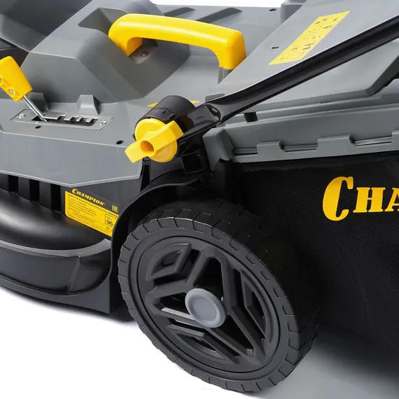 Газонокосилка эл. CHAMPION EM4318 (1,8 кВт пласт.+ткань травосб. 52л ширина 430мм 30-75мм, 12,9кг)