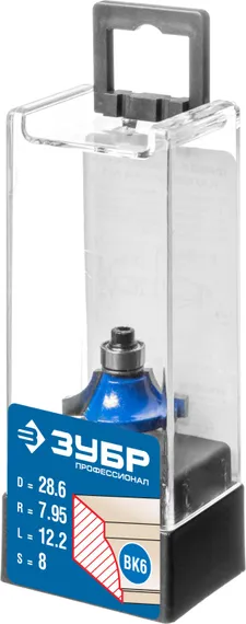 ЗУБР 28.6 x 12.2 мм, радиус 8 мм, фреза кромочная калевочная №1, Профессионал (28700-28.6)