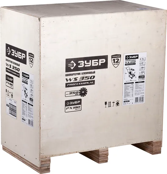 ЗУБР диск 350 мм, 115 мм макс. рез, бензиновый швонарезчик (резчик швов), Профессионал (ЗШБ-350)