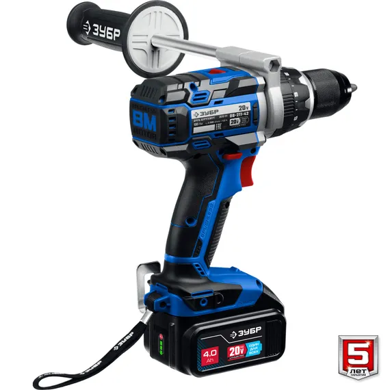 Бесщеточная дрель-шуруповерт, ЗУБР Т7, 20 В, 100 Н·м, 2 АКБ (4 А·ч), кейс, Профессионал (DB-211-42)