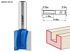 ЗУБР 18 x 19 мм, хвостовик 8 мм, фреза пазовая прямая, Профессионал (28753-18-19)