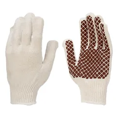 Перчатки трикотажные, ПВХ гель шахматный облив, оверлок Сибртех