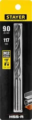 STAYER HSS-R, 9.0 х 125 мм, быстрорежущая сталь P6M5, сверло по металлу, Professional (29602-9)